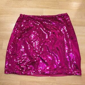 SHEIN pink sequin mini skirt